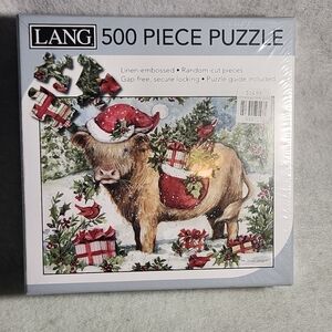 Highland Cow Lang Brand Puzzle Holiday Christmas 500 Piece Puzzle New